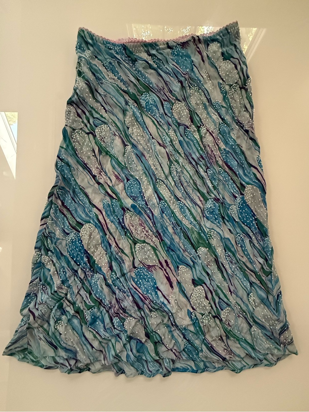 Diane von Furstenberg DVF 100% Silk Beaded Skirt Size 4